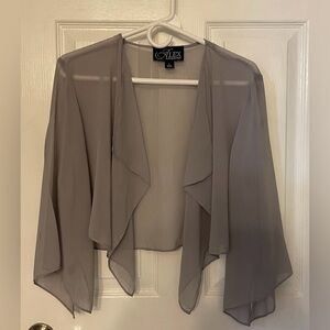 Alex Evenings chiffon short bolero shrug -cover up. Grey